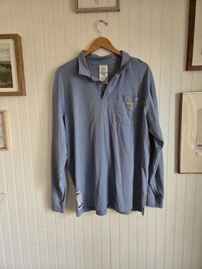 Carhartt Flame Resistant Henley Men’s Long-Sleeve Polo Shirt - Dusty Blue